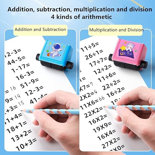 Math Roller Stamp – Addition, Subtraction, Multiplication & Division Practice | Educational Math Tool for Kids