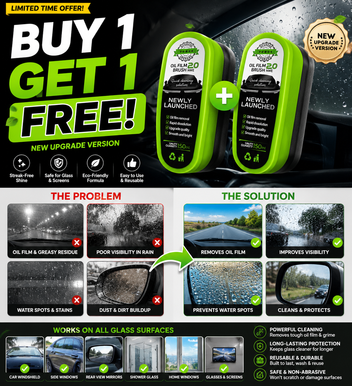 Stufx™ - Instant Clear Car Glass Windshield Cleaner © ( BUY 1 GET 1 FREE )